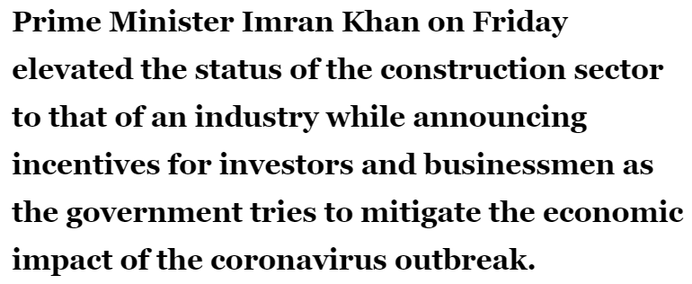Incentives for construction sector in Pakistan dawn news